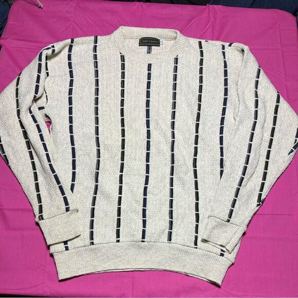 Vintage Y2K Croft‎ & Barrow Textured Geometric Sweater Medium Coogi Style - Picture 1 of 7